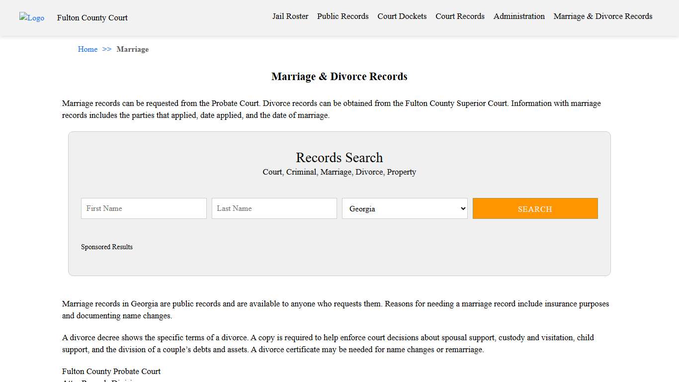Marriage & Divorce Records Fulton County GA Court